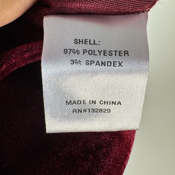 BY THE WAY Burgundy Velvet Wide Leg Romper Women’s Size M Jumpsuit Holiday Party - Picture 9 of 10